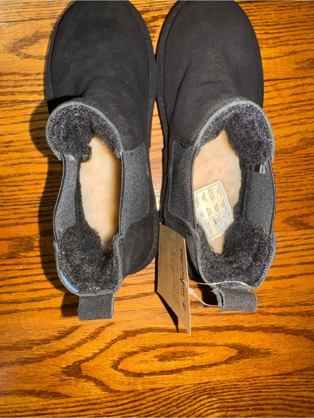 BearPaw Retro Drew Women's Black Suede Platform Sheep Fur Lined Boots - 6